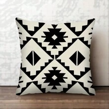 MEMNUN 1 件，现代抽象几何抱枕套 - 可洗涤纶面料，条纹格子设计，17.7 X 17.7 英寸枕套，黑白，露台花园甲板家具装饰套，深座床沙发装饰靠垫套（不含芯） - 黑與白 - 查看 15