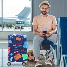 Funda protectora de equipaje, Cubierta de equipaje de viaje con cremallera ajustable para equipaje de 18 a 32 pulgadas, Elástica, a prueba de polvo y antirayones para equipaje con ruedas, con diseño de "Viaje por el mundo"