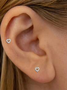 1 件 925 纯银精致心形蝴蝶十字耳钉平背软骨耳轮穿孔首饰适合日常佩戴婚礼派对订婚周年纪念情人节