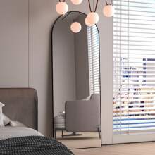 Elemango 162*53cm Curved Full Length Floor Mirror, Full Length Wall Mirror With Aluminum Frame, Curved Full Mirror Standing Hanging Or Leaning Home Decor Back To School Room Decor School Supplies - màu đen - Xem 9