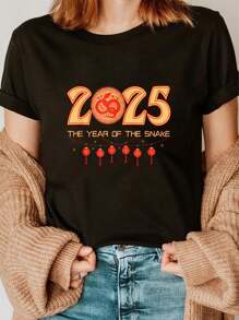100% Cotton Chinese Year Of The Snake 2025 Astrology Zodiac Star Sign T-Shirt