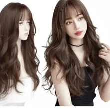 MOLOLAN Pelucas Sintetica Para Mujer Cabello Ondulada Natural,peluca negra/marrón para cosplay y uso diario, pelucas largas rizadas,Conjunto de Peluca y Gafas de Cosplay,Peluca lolita cosplay de onda suelta rizada y negra super larga, con flequillo, de fibra sintética resistente al calor, de moda, para uso diario y de fiesta para mujeres y niñas,ideal para fiestas de cosplay o despedidas, extensiones de pelo liso largo sintético para uso diario de mujeres y niñas, peluca natural de cambio gradual de fibra resistente al calor para mujer( peluca*1; redecilla para el cabello*1) - Marron oscuro - Ver 1