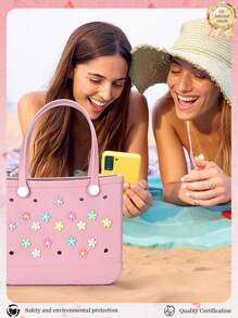 8 Stücke/4 Stücke/1 Stück Blumen Deko Accessoires, Simply Southern Tasche und Holzpantoffeln, individualisierbare Regenbogen Blumen Dekorationen für Ihre Strandtasche - Verschiedenfarbig - Übersicht 4