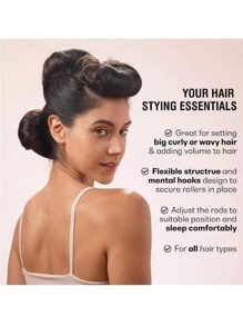 3pcs Hair Styling Tool Set, Heatless Curlers, Convenient Hair Roller Curling Tool, Elastic Hair Curler, Sleep Hair Styling Tool, Ladies Foam Curlers - Multicolor - View 7