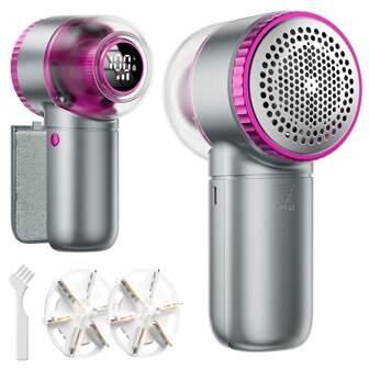 coldSky Fabric Shaver With Lint Brush, Large Lint Shaver With Digital Display, 3-Speeds Lint Remover With 6-Leaf Blades And Safety Lock, Electric Sweater Shaver To Remove Pilling For Clothes, Furniture