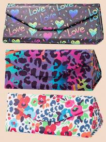 1 pieza Estuche plegable de gafas con estampado colorido, adecuado para mujeres con vida activa