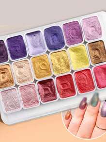 Flash Golden 20 Colors Solid Watercolor Preadolescent Glitter Paints Set Tin Box Pigment Solid Paint Set Palette For Students - Pearlescent Powder - View 7