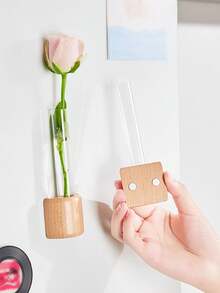 1 chiếc nam châm tủ lạnh bằng gỗ, ống nghiệm từ tính, bình thủy canh, chậu hoa, trang trí sáng tạo, treo tường, bình hoa mini - Nhiều màu - Xem 4