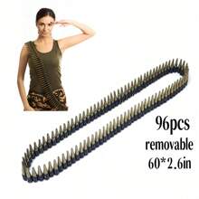 96pcs Detachable Plastic Storm Gun Chain Dress-Up Props, Cosplay Props, Festival And Party Decorations, Plastic Bullet Props Military Belt, Military Soldier Costume Accessories, Neutral Bullet Belt Costume Accessories Halloween