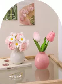 1 Peça, Mini, Vaso de Boca Larga, Vaso Cerâmico, Flores Artificiais para Quarto, Flores Secas Decorativas, Decorações de Mesa, Decorações para Casa, Adereços de Foto