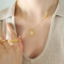 Small Daisy Necklace Cool Style Versatile Simple Clavicle Chain Necklace - Gold - View 6