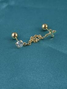 1 件不锈钢穿孔耳钉耳环吊坠方晶锆石耳链耳骨耳蜗耳蜗耳屏穿孔耳垂穿孔珠宝 - 如圖 - 查看 16