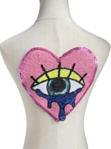 1 Peça Remendo de Coração Grande com Lantejoulas Rosa e Verde, Remendo Brilhante para Passar a Ferro em Roupas, DIY, Aplicação, Verão, Escola