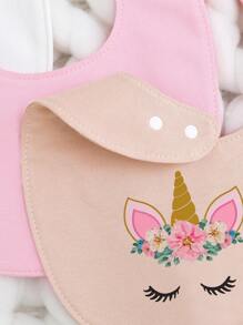 momscare 3pcs/Set Random Baby Bibs With Cute Animal & Heart Patterns, Suitable For Valentine's Day