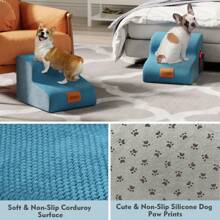 2Tier Pet Stairs For Small Dogs & Cats – High-Density Foam Dog Stairs For High Beds Or Couches, Dog Step With Waterproof Cover And Non-Slip Bottom, Durable & Comfortable