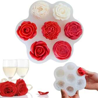 1 pieza Molde de silicona con rosa 3D y peonía para velas del Día de San Valentín, jabones perfumados y manualidades de resina - Herramienta de fundición de epoxy de cristal hecha a mano - Silicona flexible - Para principiantes y artesanos experimentados - Regalo perfecto para aficionados a las manualidades