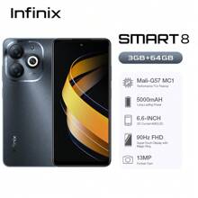 Infinix Smart 8 3GB+64GB T606 6.6" 90Hz Display 50MP Dual AI Camera 5000mAh Global Version Charging Head European Specifications Smartphone - Black - View 1