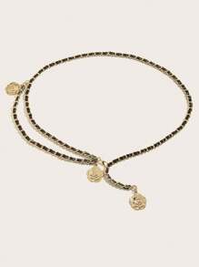 Adjustable Metal Waist Chain With 3 Camellia Flower Pendants, Women's Fashion Accessory, Valentine's Day Gift - Multicolor - View 5