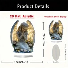 1 Piece, 2D Flat, Glowing Prayer Angel Statue, Home Desktop Decoration, Perfect For Home, Office Or Cafe, Valentine's Day, Easter Gift Selection Birthday Gifts Graduation