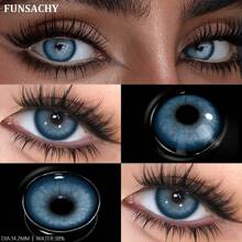 FUNSACHY Blue New Contact Lenses 2 Packs High Quality Color Contact Lenses Annual Use Contact Lenses Brown/Gray Color Contact Lenses 14.2 Mm Halloween Costume Cosplay - ELESIS-bLUE - View 4