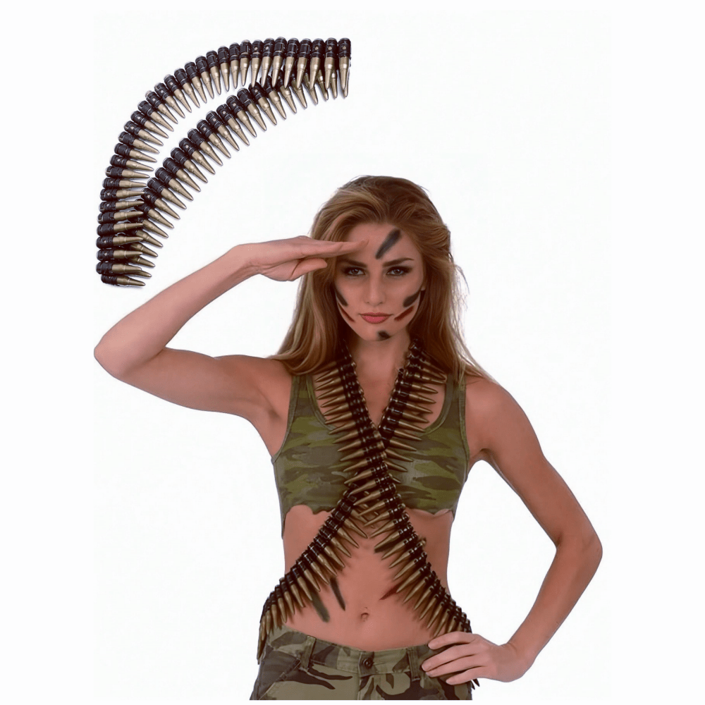 96pcs Detachable Plastic Storm Gun Chain Dress-Up Props, Cosplay Props, Festival And Party Decorations, Plastic Bullet Props Military Belt, Military Soldier Costume Accessories, Neutral Bullet Belt Costume Accessories Halloween