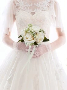 1 pezzo profumo da sposa per la sposa, damigella d'onore, profumo di fiori artificiali di rose bianche avorio e lavanda per matrimonio, festa di nascità, centrotavola, decorazione, regalo, accessori per San Valentino - bouquet da sposa - Visualizzare 15