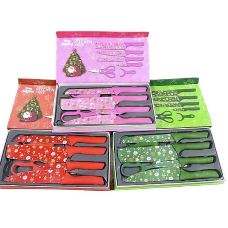 Juego de cuchillos de Navidad, oferta del - Morado - Añade 2