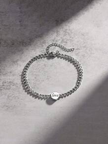 1 Piece - Custom Engraved Stainless Steel Bracelet Is Dazzling And Paired With An Exquisite Round Pendant.