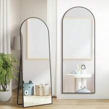 Elemango 162*53cm Curved Full Length Floor Mirror, Full Length Wall Mirror With Aluminum Frame, Curved Full Mirror Standing Hanging Or Leaning Home Decor Back To School Room Decor School Supplies - màu đen - Xem 7