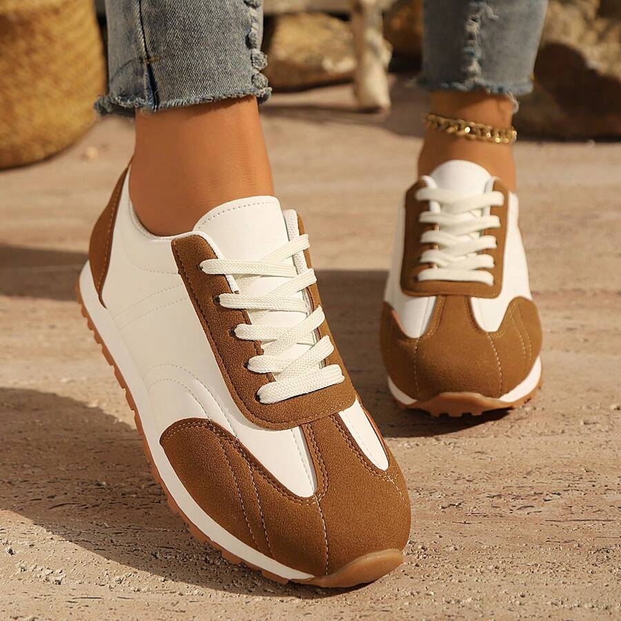 Damen Lässig Sneaker, bequeme Laufschuhe - Braun - Übersicht 1