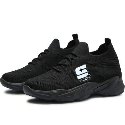 Shendy Vendy Tenis Para Mujer Con Cordones De Malla Ligera, Tenis Deportivos Para Caminar Negras , Calzado Casual De Suela Blanda Para Hombre, Antideslizante, Resistente al Desgaste y Ligero Para Practicar Deporte, Uso Diario