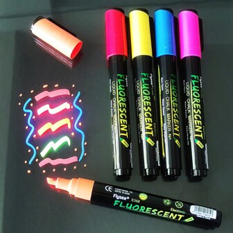 1pc/8pcs Fluorescent Marker Pens For Illuminated Writing Board, Erasable Glowing Pen For Outdoor Advertising Light Box,Back To School