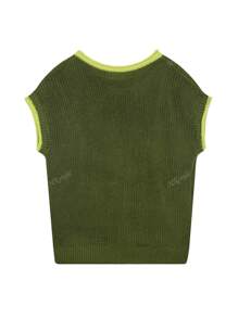 Women's Contrast Binding Casual Colorblock Splice Batwing Sleeve Knit Top Cap Sleeve Knit Sweater Tops Sleeveless Vest Summer Tops Spring Clothes Oversized Tank Tops T Shirts