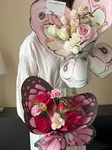 10pcs (20 Sheets)/20 Sets (40 Sheets) Butterfly Wrapping Paper, New Butterfly And Bird Wing Floral Bouquet Wrapping Paper, Matte Waterproof Semi-Transparent Butterfly Wing Shaped Bouquet Wrapping Paper, Flower Wrapping Paper, Wing Shaped Bouquet Handmade Gift Wrapping Paper, DIY Flower Shop Packaging Bags Creative Floral Packaging, 36pcs 3D Colorful PVC Butterflies For DIY Decor, Wedding, Birthday, Party, Back To School, Graduation, Couple Surprise, Valentine's Day Gift, Mother's Day Gift, Anniversary Bouquet