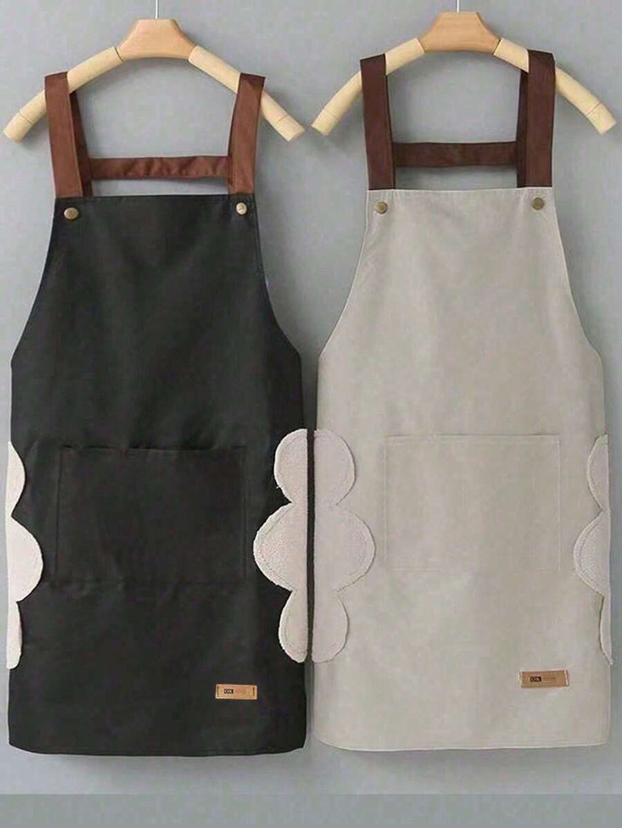 1 件防水防油烹饪围裙，时尚家居厨房成人女士围裙，适合烹饪、餐厅和工作制服