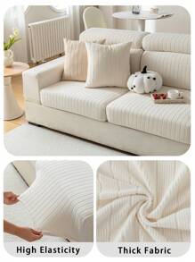 1pc All Season Chenille Jacquard Anti-Slip Sofa Seat Cushion Cover, Soft & Skin-Friendly, Pet-Proof, Elastic Couch Cover, Suitable For L-Shaped And 1/2/3/4 Seater Sofas In Living Room, Minimalist Modern Style, Spring/Autumn