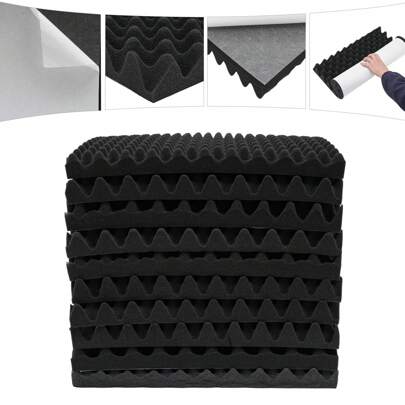 10 piezas de espuma acústica, esteras de aislamiento acústico autoadhesivas, paredes de aislamiento acústico para salas de piano, salas de batería, estudios de grabación, KTV - 50 x 50 x 5 cm