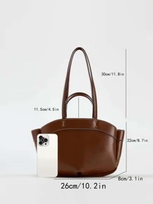 New Women's Bag Autumn And Winter Large-Capacity PU Material Tote Bag Casual Simple Shopping Bag Brown Fashion Shoulder Handbag Bag Middle Bag Mother Bag Inner Bag, Bag For Women Elegant, Luxury