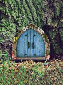 6 件套户外装饰配件，用于树仙门、微型仙女庭院花园、用于树装饰的创意仙女门窗、花园艺术花园雕塑户外装饰配件、迷你仙女花园配件套装、仙女装饰花园门桥水井、微型景观装饰池塘桥装饰、用于盆栽植物盆景玻璃容器装饰的微型雕像