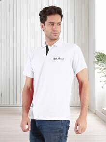Alfa Romeo Men's Polo With Details On The Back And Front - White - View 1