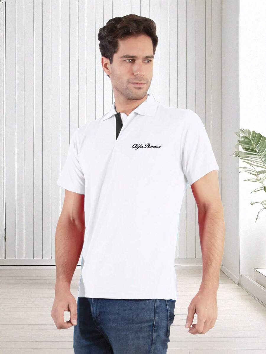 Alfa Romeo Men's Polo With Details On The Back And Front - White - View 1