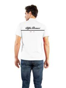 Alfa Romeo Men's Polo With Details On The Back And Front - White - View 4