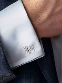 Personalisierte 1 Paar Initialen Manschettenknöpfe, personalisierte Monogramm-Manschettenknöpfe aus Edelstahl für Paare/Liebende/Ehepartner für Herren Formalhemden, Vintage, Lässig, Hipster, Old Money, Stilvoll, Niedlich, Individuell, Personalisiert, Einzigartig, Maßgeschneidert, ideale Geschenke für ihn, ideale Geschenke für sie, Freund, Freundin, Familie, Freunde, Großeltern, sie, für Jahrestage, für Geburtstage, für Hochzeiten, für Abschluss, für Einweihung, zarte Romantik, urbaner Chic, Neujahrsglamour - Verschiedenfarbig - Übersicht 6