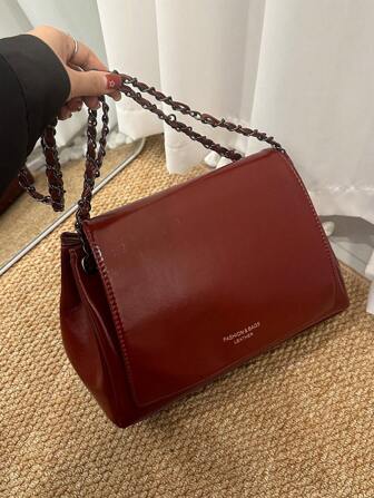 Gentle Elegant Solid Color Chain Bag Women's 2024 New Texture Flap Commuter Large Capacity Bag Shoulder Crossbody Bag