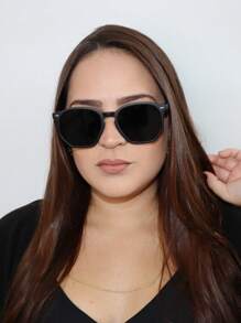 Hexagonal Premium Sunglasses Fashion Beach Summer Classic Best Seller Modern UV400 Protection Unisex Men Women - Cacife Brand - 黑色 - 查看 2