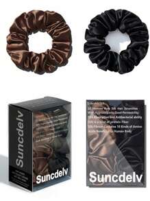 2条装 100% 天然真丝纯色发圈 高品质发绳 女士大号发圈 发饰 宽度 3.5厘米 (22姆米) 发绳 马尾辫头饰 - 彩色 - 查看 34