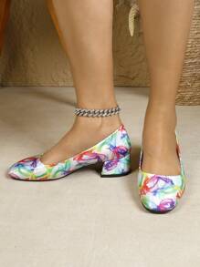 European Style 2025 New Lady Shoes, Fairy Design Square Toe Low Vamp Pumps, Spring/Summer Fashion Sexy Office Lady Thick Heeled Colorful Party Shoes