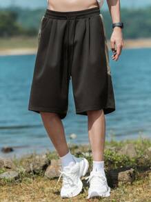 Plus Size Men's Casual Patchwork Shorts, Suitable For Summer