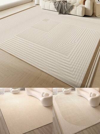 1pc Decorative Floor Mat, Living Room And Bedroom Crystal Velvet Carpet, Living Room Dirt Resistant And Easy To Maintain Mat, Cream Style High-End Bedroom Bedside Blanket, Used In The Living Room