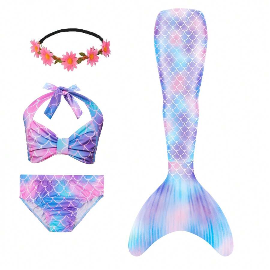 Girls Mermaid Costume Princess Dress Up Mermaid Gift For Girls 3-12 Year Old - Màu xanh hải quân - Xem 1